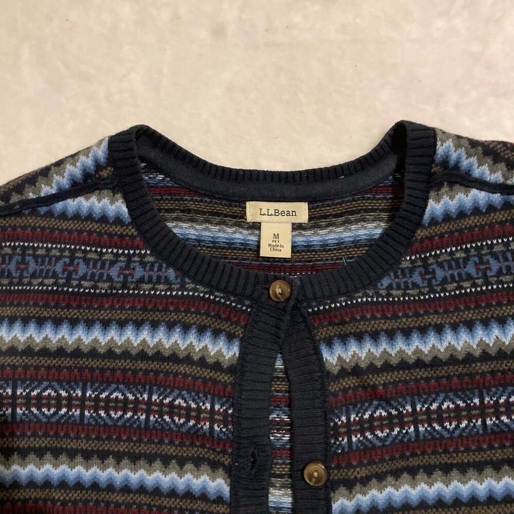 L.L. Bean Men's Nordic Fair Isle Crewneck Sweater Navy Blue Size‎ M - Picture 2 of 8